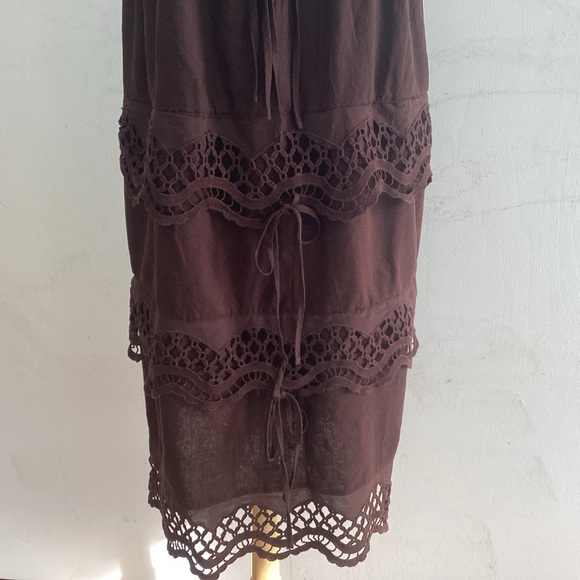 Upcycle Annie Arbitraged Chocolate Brown Tops/ Lace Into Dress. Up to Large - Picture 3 of 10